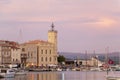 The row of moored yachts in the seaside town, Old port marina of La Ciotat, Provence, Southern France